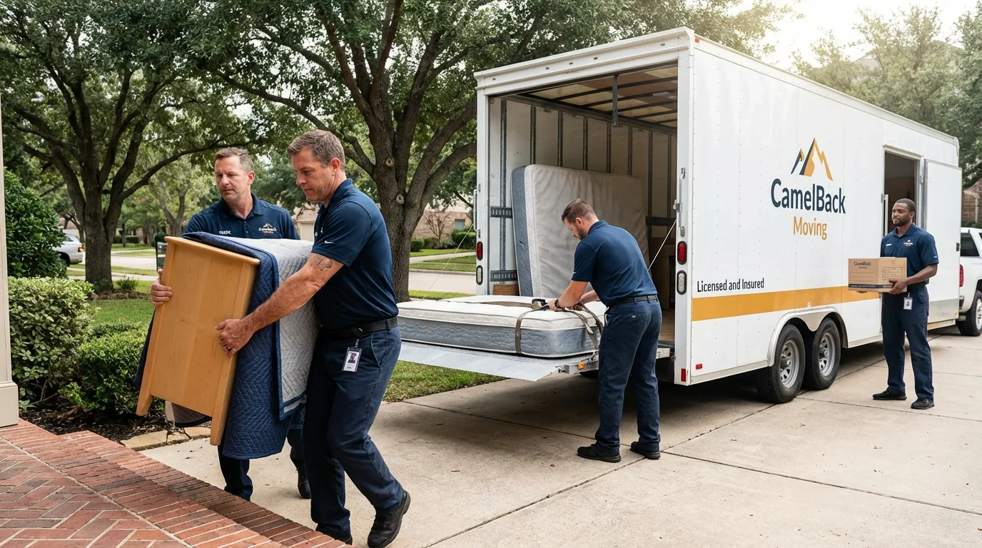Crew loading residential truck for cross-state move from Chattahoochee, FL