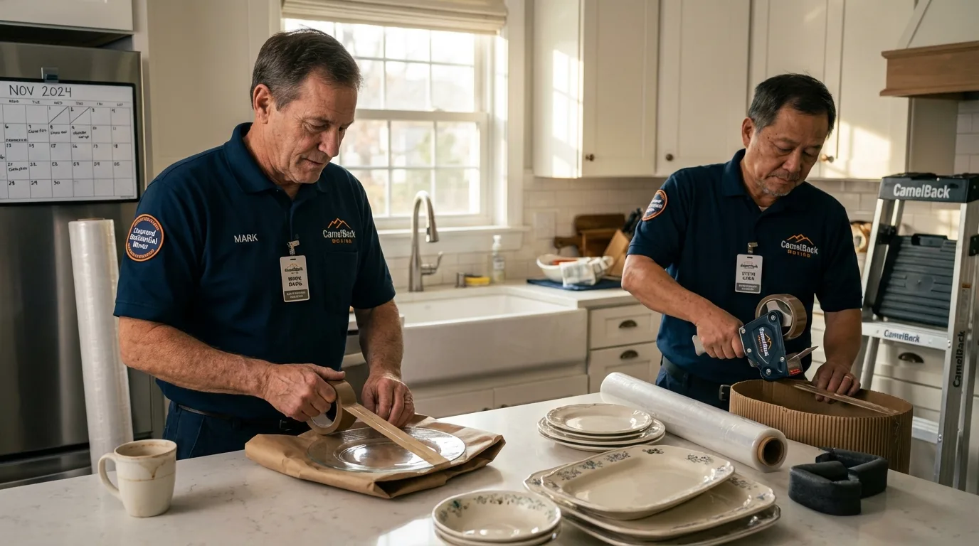 Professional crew packing kitchen dishware in Chattahoochee, FL